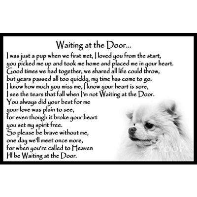Image of Pomeranian Dog pet loss bereavement gift Flexible Fridge Magnet Memorial Waiting at the Door