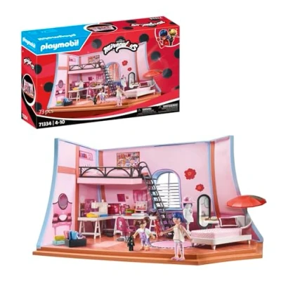Image of Playmobil 71334 Miraculous: Marinette&#039;s Loft, colourful play fun including Marinette and Manon, adventure with Ladybug, imaginative role play, detailed sets suitable for children ages 4+