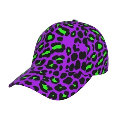 Image of Hceaatb Unisex Baseball Cap Purple Striped Leopard Print Trucker Low Profile Hat Adjustable Dad Hats Peak Caps