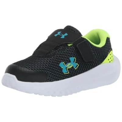 Image of Under Armour Kids Surge 4 AC Running Shoes Infants Black/Teal C4 (21)