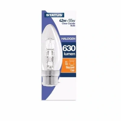 Image of Status Halogen Bayonet Cap Candle Bulb 18W