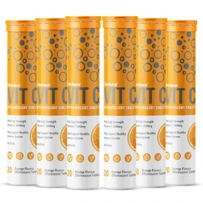 Image of Vitamin C 1000mg Effervescent Tablets Orange Flavour 6 Tube of 20 (120) Club Vits