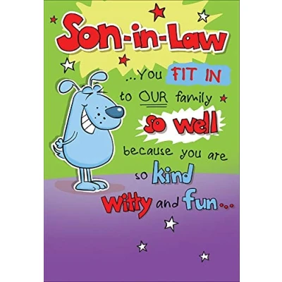 Image of Piccadilly Greetings Birthday Card Son In Law purplegreenyellowbluebrownred 9 x 6 inches