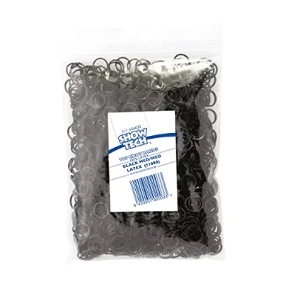 Image of Show Tech Latex Top Knot Bands Medium, Your Dog Grooming Expert, Perfect for showdogs, Natural Black latex, non toxic, 1000 pcs
