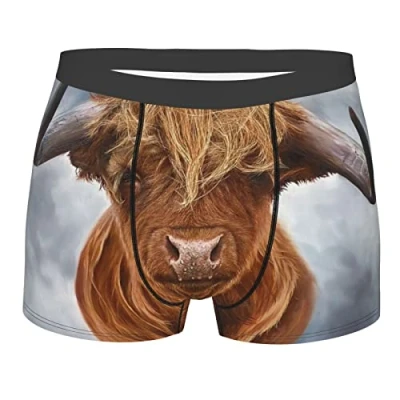 Image of 501 Highland Cow Men&#039;S Sports Briefs Fitted Boxer Pants Classic Boxers Trunk Antibacterial L