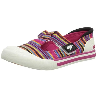 Image of Rocket Dog Women&#039;s Jazzin J Bar Low Top Trainers, Pink Multi, 3 UK