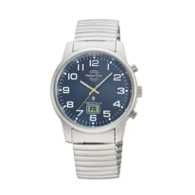 Image of Master Time MTGA 10823 32M Radio Quartz Men&#039;s Watch Analogue with Digital Date Stainless Steel Drawstring Strap, silver, Sports
