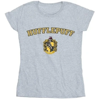 Image of Harry Potter Women&#039;s Hufflepuff Crest T Shirt Sport Grey Large