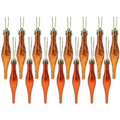 Image of Christmas Concepts® Pack Of 15 8.5cm, 85mm (3.4&quot;) Droplet Baubles Matte &amp; Glitter Design (Copper)
