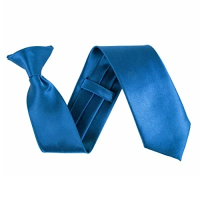 Image of Wide 3&quot; Satin Solid Colour Plain Safety Clip On Tie (Royal Blue)