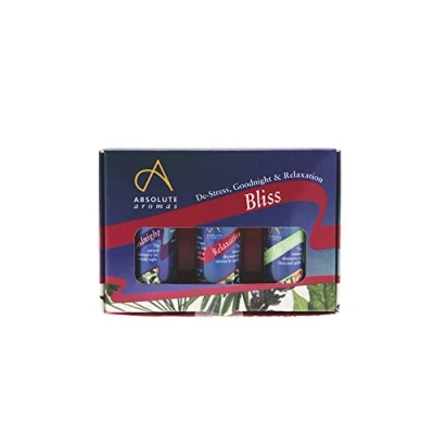 Image of Absolute Aromas Bliss Essential Oils Blend Set 3 x 10ml Pack of Aromatherapy De Stress, Goodnight and Relaxation