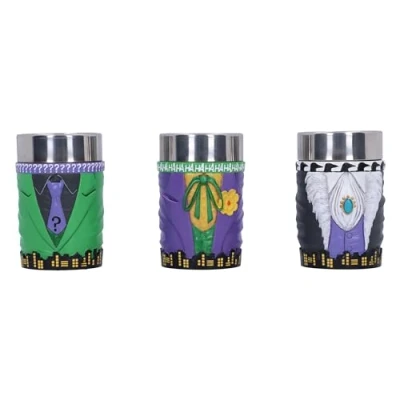 Image of Nemesis Now DC Batman Supervillain Collectible Mini Cup Set 8.5cm, Resin, Official Merchandise, of 3 Shot Glass Cups, Cast in The Finest Expertly Hand Painted