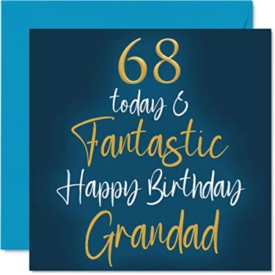 Image of Fantastic 68th Birthday Cards for Grandad 68 Today &amp; Happy Card from Grandson Granddaughter, Gifts, 145mm x Greeting