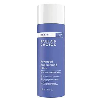 Image of Paula’s Choice Resist Anti Aging Replenishing Face Toner Improves Uneven Skin Tone &amp; Wrinkles Hydrating Soothing for with Hyaluronic Acid Normal to Dry 118 ml