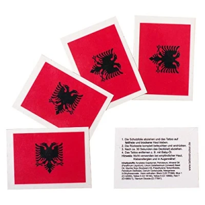 Image of 25 x Albania Temporary Tattoo Set Fan Flag 2018 (25)