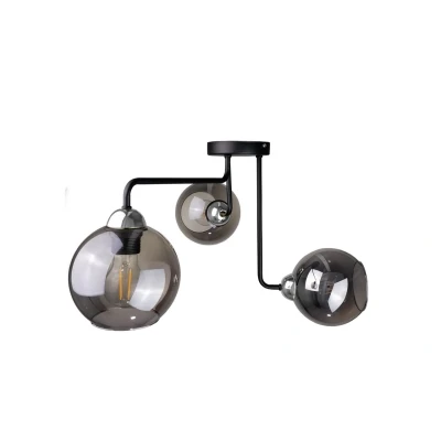 Image of Cosmo Multi Arm Semi Flush Ceiling Light Black, Silver, 50cm, 3x E27