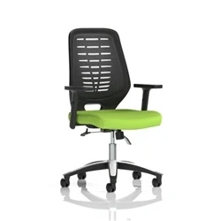 Image of Relay Operator Chair Black Back Myrrh Green Height Adjustable Arms