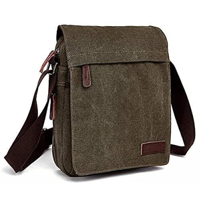 Image of AYES Canvas Messenger Bag Shoulder Laptop Satchel Bookbag Crossbody For Men (Army green)
