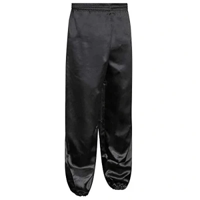 Image of Playwell Tai Chi/Wushu 100% Silk Black Cuffed Ankle Trousers (170cm)