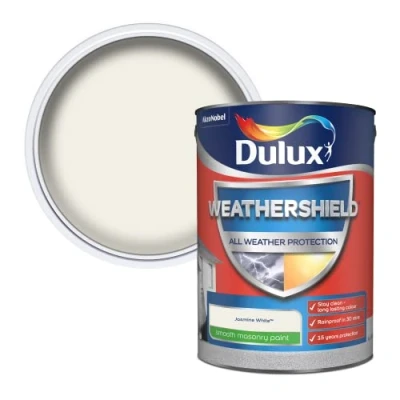 Image of Dulux Weathershield Smooth Masonry Paint Jasmine White 5L