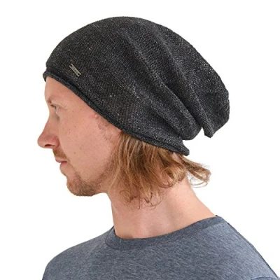 Image of CHARM Casualbox Hemp Summer Beanie Slouchy Cooling Knit Hat Unisex Men Women Black(Size: One Size)
