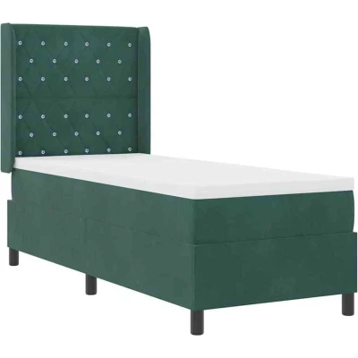 Image of vidaXL Box Spring Bed with Headboard Dark green 80 x 200 cm Velvet