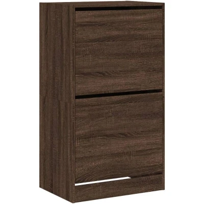 Image of vidaXL Shoe Cabinet with 2 Flip Drawers Brown Oak 60x42x108 cm