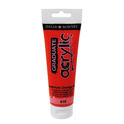 Image of Daler Rowney Graduate Acrylic Paint, Plastic Tube, 4oz 120 ml, Cadmium Orange Hue