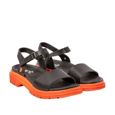 Image of ART Women&#039;s 1548 Birmingham Sandal, Nappa Black Orange, 8 UK