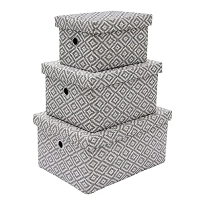 Image of JVL Argyle Set of 3 Rectangular Lidded Storage Baskets