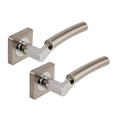 Image of Excel Architectural DH3650 SQ Ultimo Passage Door Handles on Square Rose, Satin Nickel/Polished Chrome