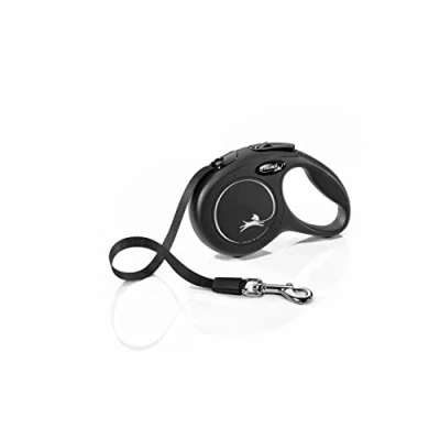 Image of Flexi New Classic Tape Black Extra Small 3m Retractable Dog Leash/Lead for dogs up to 12kg/26lbs