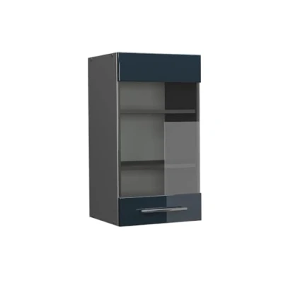 Image of Vicco Glass kitchen cabinet Fame Line, Dark blue high gloss/Anthracite, 40 cm
