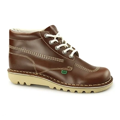 Image of Kickers Unisex&#039;s Kick Hi Classic Ankle Boots Extra Comfortable Added Durability Premium Quality, Dark Tan, 7 UK