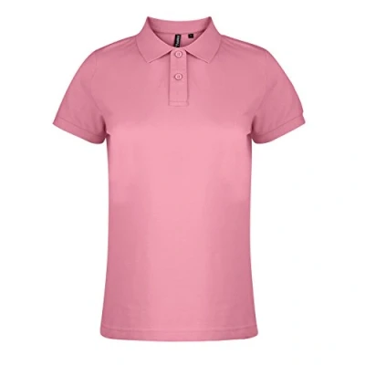 Image of Asquith &amp; Fox Womens/Ladies Plain Short Sleeve Polo Shirt (Pink Carnation) Multicolour Size Small