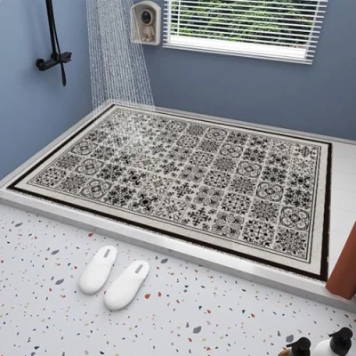 Image of Loofah Shower Mat Bath with Drain Holes,Non Slip PVC Hollow Bathroom Floor Mat,Quick Drying,Large Inside Safety Bathtub Rug (Beige,80x120cm)