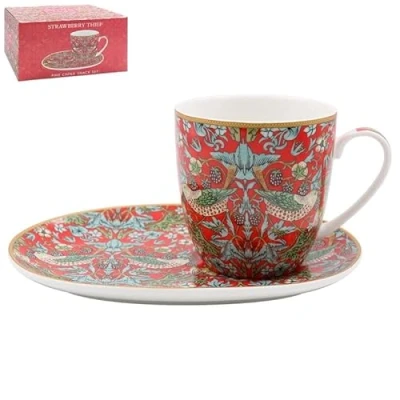 Image of lesser and pavey LP95115 Ceramic Snack Set Strawberry Thief design of 2 Tableware, Multicolor