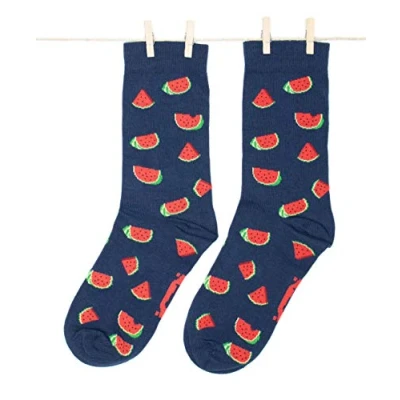 Image of Roits Women’s Watermelon Blue Socks 4 7 Cool Happy Odd Funky Funny Fruit Design