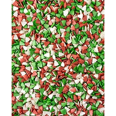 Image of Christmas Tree Cake Decoration Sprinkles Red, White &amp; Green 25g