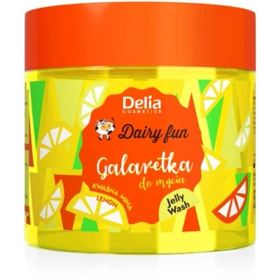 Image of Delia Cosmetics Dairy Fun Lemon Jelly for Body Wash Cleans and Refreshes Scented Smooth Skin Intense Tropical Fragrance Natural Extracts 350 g
