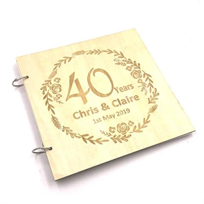 Image of ukgiftstoreonline Personalised Large Wooden 40th Anniversary Scrapbook Photo Album Keepsake