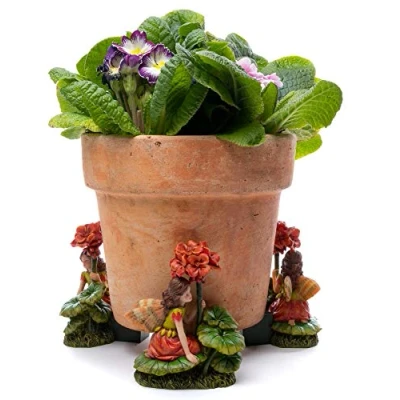 Image of Potty Feet Flower Fairies Geranium Fairy Figures Plant Pot Planter Support Handmade Decorative Ornaments 3pcs