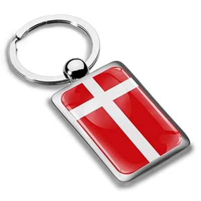 Image of Biomar Labs® 3D Metal Denmark Flag Keyring Key Ring Accessories Men Women Keychain Gift KK 237