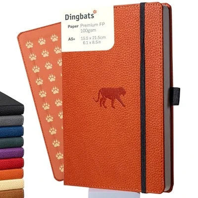 Image of Dingbats* Wildlife Squared Journal A5 Vegan Leather Hardcover, Ideal for Work, Travel Pocket, Elastic Closure, Bookmark