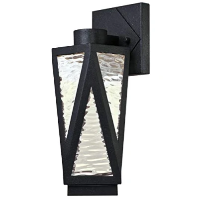 Image of Westinghouse Lighting 63747 Zion One Light Dimmable LED Outdoor Wall Fixture, Textured Iron Finish with Clear Water Glass
