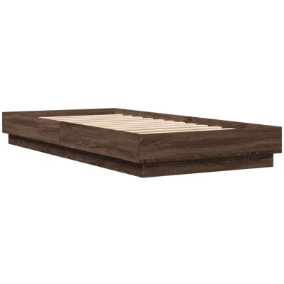 Image of vidaXL Bed Frame without Mattress with LED Lights Brown Oak 100x200 cm