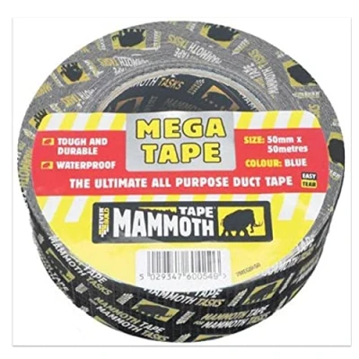 Image of Everbuild Tough and Durable Mammoth Mega Duct Tape for PVC Sheets, High Low Velocity Work 50mm x 50m Yellow