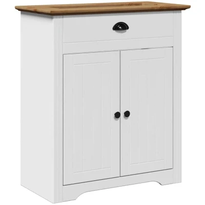 Image of vidaXL BODO bathroom sink cabinet 70x35x80 cm white &amp; brown pinewood engineered wood storage organizer