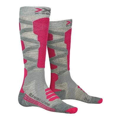 Image of X Socks Women&#039;s Ski Silk Merino 4.0 Socks, Grey Melange/Pink, 39/40 (L)