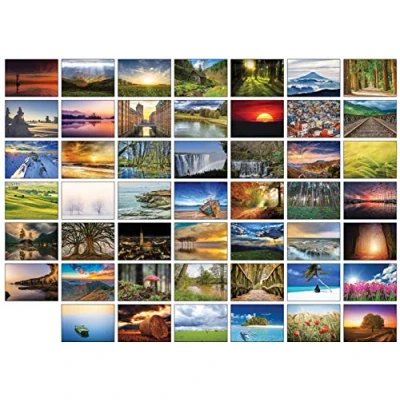 Image of 48 Glossy Blank Landscape Greeting Cards with Plain Kraft Brown Envelopes